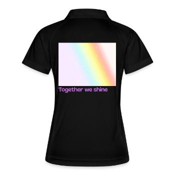 Pride / CSD / LGBTQ+ Design "together we shine" - Frauen Polo atmungsaktiv - Schwarz/Weiß - Hinten