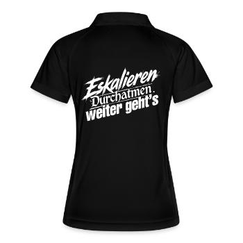 Ruhe Bewahren - Frauen Polo atmungsaktiv - Schwarz/Weiß - Hinten