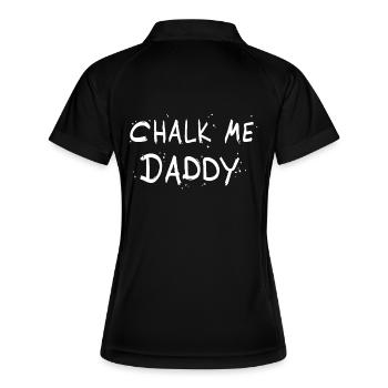 Chalk Me Daddy - Boulder/ Kletter Pun - Frauen Polo atmungsaktiv - Schwarz/Weiß - Hinten