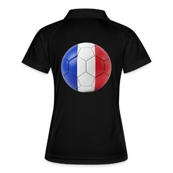 FLAGGE FRANKREICHS AUF EINEM FUSSBALL - Frauen Polo atmungsaktiv - Schwarz/Weiß - Hinten