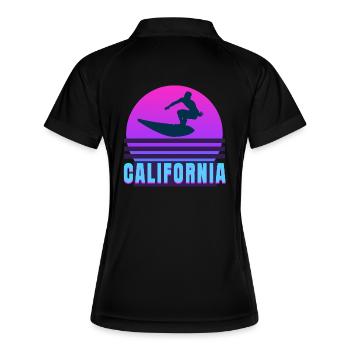 Californie, California, surf - Polo respirant Femme - noir/blanc - Dos