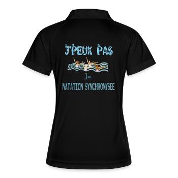 Ich kann kein Synchronschwimmen haben - Frauen Polo atmungsaktiv - Schwarz/Weiß - Hinten