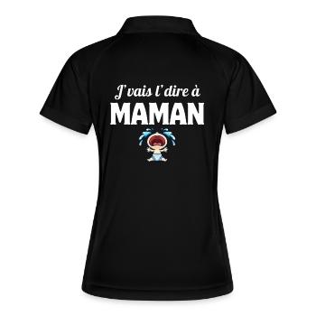 J'vais l'dire à maman, enfant, mère - Polo respirant Femme - noir/blanc - Dos