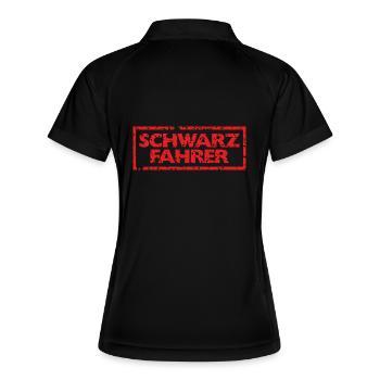 Schwarzfahrer (Vintage Rot) - Frauen Polo atmungsaktiv - Schwarz/Weiß - Hinten