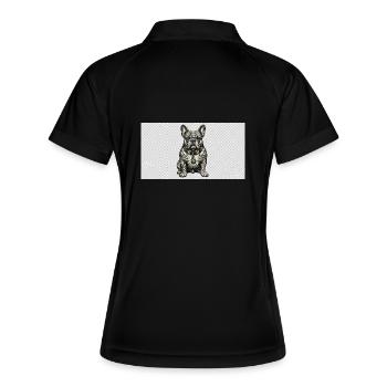 Tattoo Bulldog Gris mit Grünem Anhänger - Frauen Polo atmungsaktiv - Schwarz/Weiß - Hinten