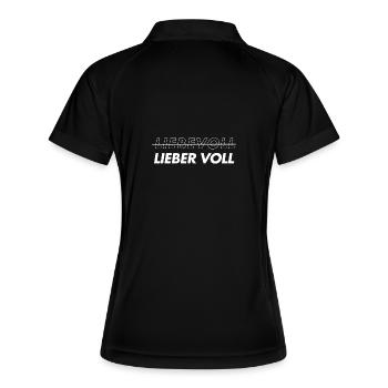 Liebevoll. Lieber voll - Frauen Polo atmungsaktiv - Schwarz/Weiß - Hinten
