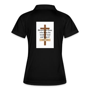 Citations croisées : Heureux ceux qui entendent la Parole de Dieu - Polo respirant Femme - noir/blanc - Dos