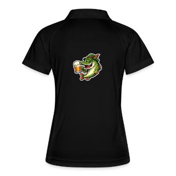 Petri Heil! - Lustiger Hecht mit Bier - Frauen Polo atmungsaktiv - Schwarz/Weiß - Hinten
