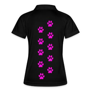 Pink Cat Paw Print Pattern - Women's Polo breathable - black/white - Back