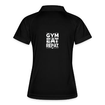 Gym Eat Repeat Fitness Motif - Polo respirant Femme - noir/blanc - Dos