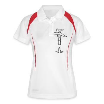 Hipster - Frauen Polo atmungsaktiv - Weiß/Rot - Vorne