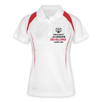 Entwickler / Informatiker / Programmierer / - Frauen Polo atmungsaktiv - Weiß/Rot - Vorne