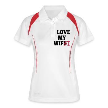 I love my wife I / I love my wifi I 2c - Frauen Polo atmungsaktiv - Weiß/Rot - Vorne