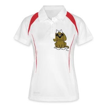 chien assis petit jolie dame arc femelle - Polo respirant Femme - blanc/rouge - Devant