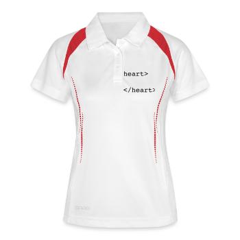 html heart - Frauen Polo atmungsaktiv - Weiß/Rot - Vorne