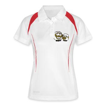 2 Schafe Freunde Team Crew Papa Familie Baby Mama - Frauen Polo atmungsaktiv - Weiß/Rot - Vorne