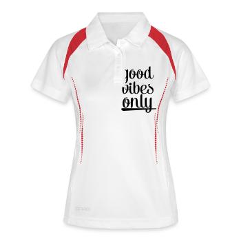 Good Vibes Only - Frauen Polo atmungsaktiv - Weiß/Rot - Vorne