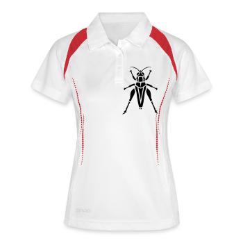 Insekt - Grashüpfer - Frauen Polo atmungsaktiv - Weiß/Rot - Vorne