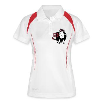Schaf Teufel Satan Hölle Böse Dreizack Hörner Cool - Frauen Polo atmungsaktiv - Weiß/Rot - Vorne