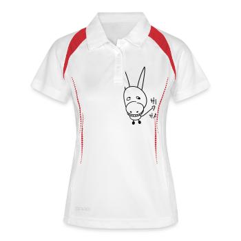 Lustiger Esel - Frauen Polo atmungsaktiv - Weiß/Rot - Vorne