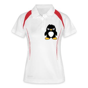 Pingouin a l’air sérieux mal dangereux look cool - Polo respirant Femme - blanc/rouge - Devant