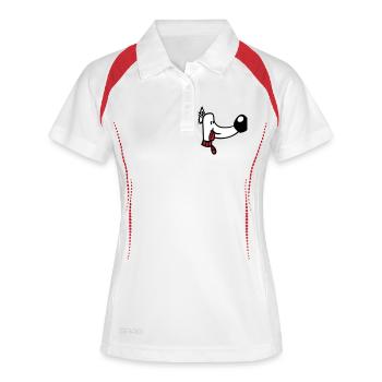 Visage de chien Drôle Mignon Langue Sortant Tête - Polo respirant Femme - blanc/rouge - Devant