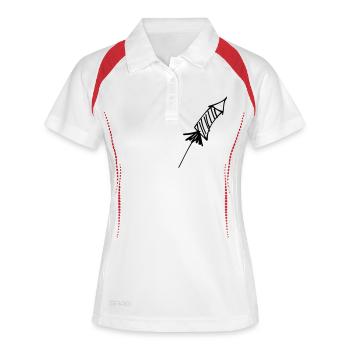 Silvester Rakete - Frauen Polo atmungsaktiv - Weiß/Rot - Vorne