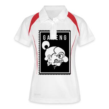 Gareng - Wayang - Frauen Polo atmungsaktiv - Weiß/Rot - Vorne