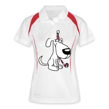 chien anniversaire réveillon nouvel an chapeau de fête célébrer crapaud - Polo respirant Femme - blanc/rouge - Devant