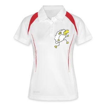Sheep walks happily proudly dancing going hiking - Women's Polo breathable - white/red - Front