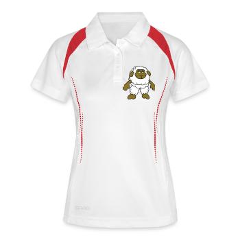 Sheep Stands Cool Bored Tired Cartoon Comic - Women's Polo breathable - white/red - Front