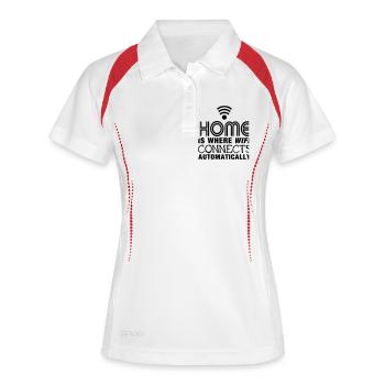 home is where the wifi connects automatically II - Frauen Polo atmungsaktiv - Weiß/Rot - Vorne