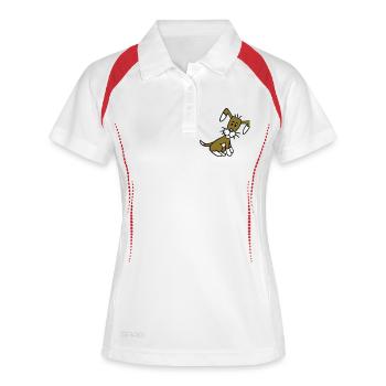 Dog Sitting Cute Little Happy Puppy Pet - Women's Polo breathable - white/red - Front