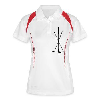 Golf - Golfschläger - Frauen Polo atmungsaktiv - Weiß/Rot - Vorne