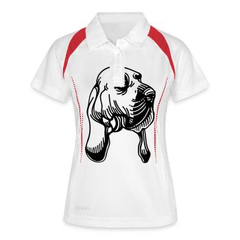 Bloodhound - Hunderasse - Frauen Polo atmungsaktiv - Weiß/Rot - Vorne