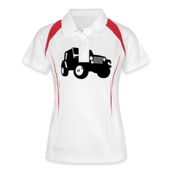 Jeep - Geländewagen - Frauen Polo atmungsaktiv - Weiß/Rot - Vorne