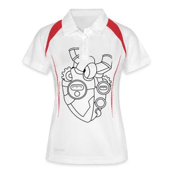 Herz für Technik – Technik Geschenkidee - Frauen Polo atmungsaktiv - Weiß/Rot - Vorne