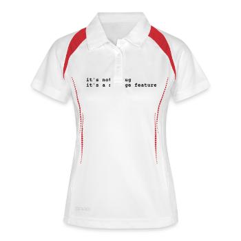 it's not a bug - it's a strange feature - Frauen Polo atmungsaktiv - Weiß/Rot - Vorne