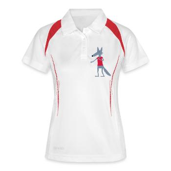 Wolf (Flexdruck) - Frauen Polo atmungsaktiv - Weiß/Rot - Vorne