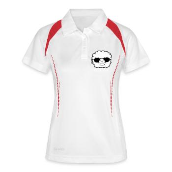 Mouton Lunettes de soleil Fête Mouton Agneau Tête Fraîche - Polo respirant Femme - blanc/rouge - Devant