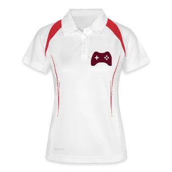 Controller - Frauen Polo atmungsaktiv - Weiß/Rot - Vorne