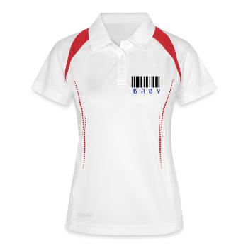 Baby Strichcode - Frauen Polo atmungsaktiv - Weiß/Rot - Vorne