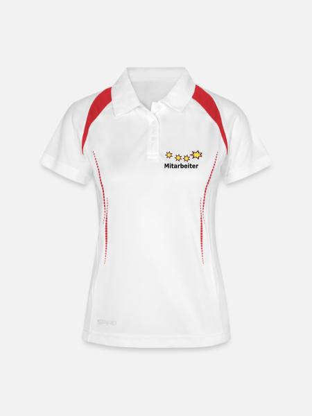 Mitarbeiter w - Frauen Polo atmungsaktiv - Weiß/Rot