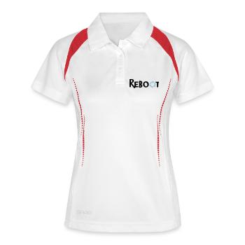 REBOOT - Frauen Polo atmungsaktiv - Weiß/Rot - Vorne