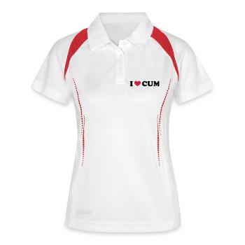 I Love Cum - Frauen Polo atmungsaktiv - Weiß/Rot - Vorne