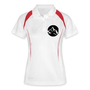 Berge Icon 1c - Frauen Polo atmungsaktiv - Weiß/Rot - Vorne
