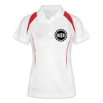 Bier Beer Bierdeckel Flaschenbier Kronkorken Durst - Frauen Polo atmungsaktiv - Weiß/Rot - Vorne