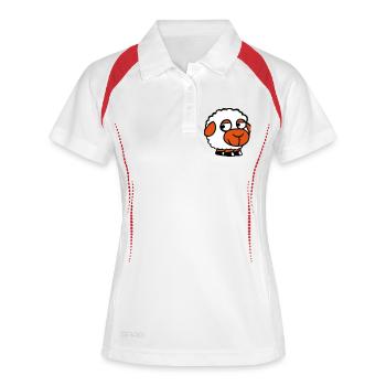 Mouton Triste Timide Introverti Malheureux - Polo respirant Femme - blanc/rouge - Devant