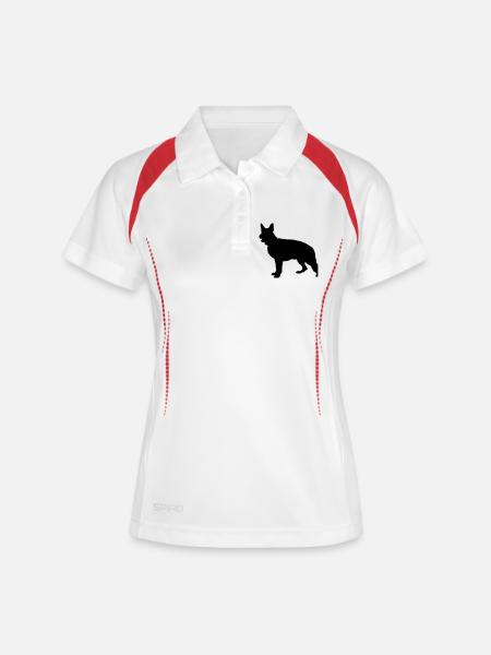 Deutscher Schäferhund - Frauen Polo atmungsaktiv - Weiß/Rot