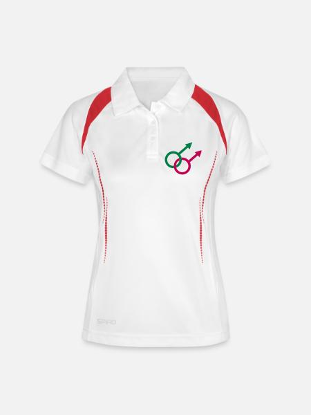 Schwul - Frauen Polo atmungsaktiv - Weiß/Rot